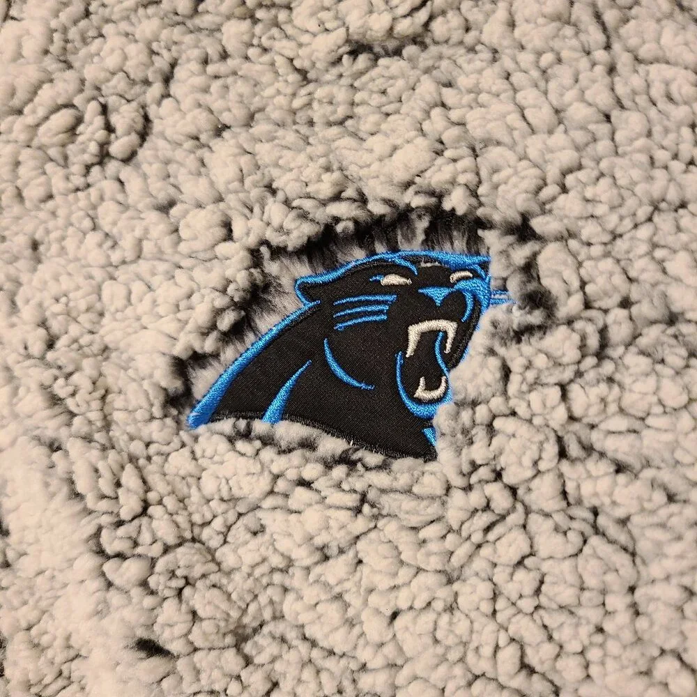 CAROLINA PANTHERS Gray Sherpa Quarter-Zip Pullover -XL - Picture 2 of 6